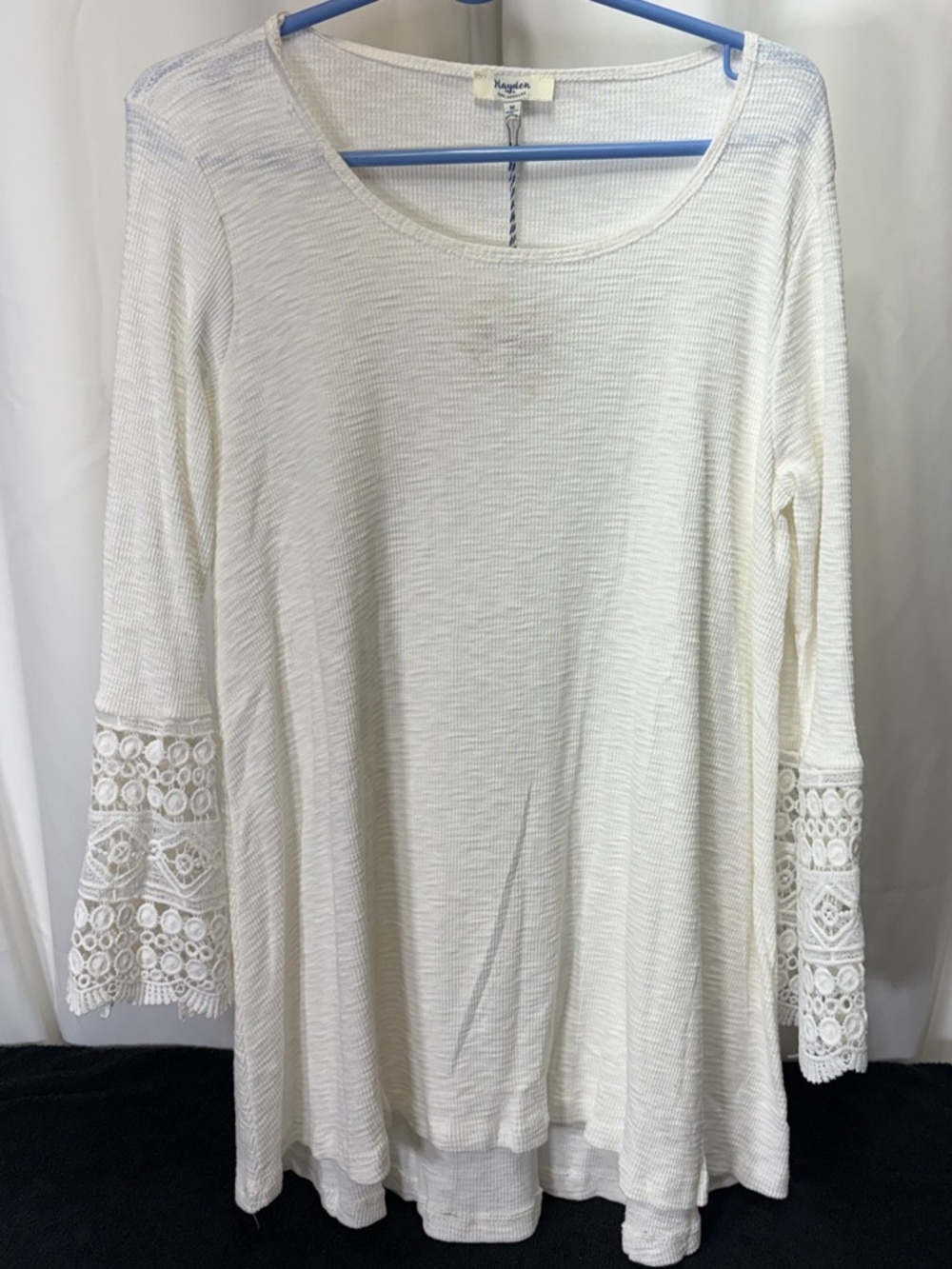 Hayden White Crochet Bell Sleeve  Tunic 2659